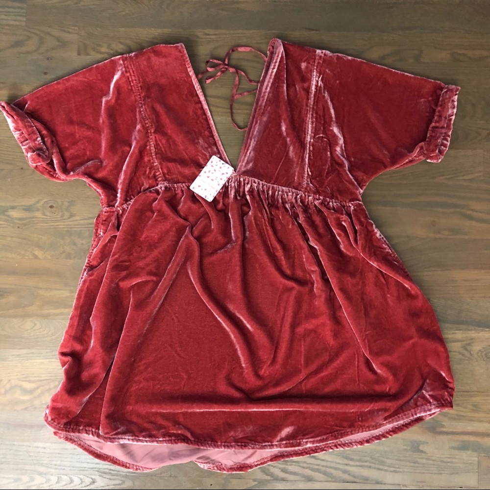 Free People Pink Velvet tunic top NWT